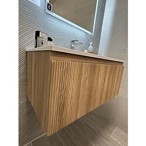 Flauto 800mm Country Oak Unit & Basin with Chrome Mono Tap
