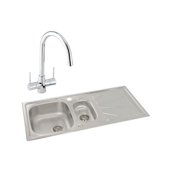 Abode Trydent 1.5B Inset St/Steel Sink & Nexa Tap Pack