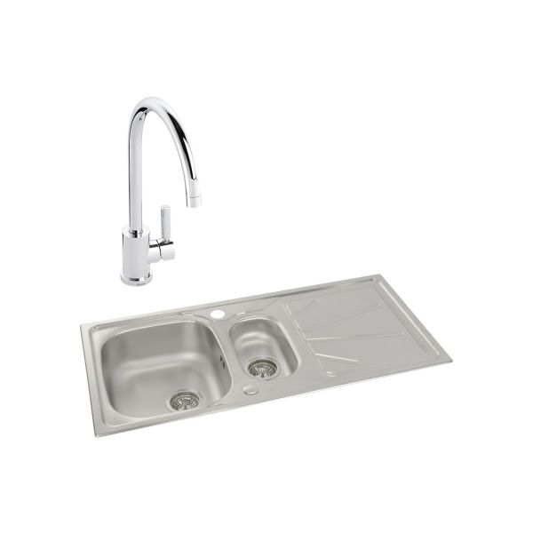Abode Trydent 1.5B Inset St/Steel Sink & Atlas Tap Pack