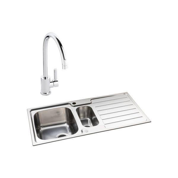 Abode Neron 1.5B Inset St/Steel Sink & Atlas Tap Pack