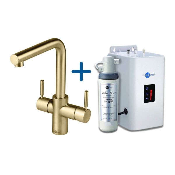 InSinkErator 3N1 L Shape Tap  Neo Tank & Filter Pack - Brushed Gold