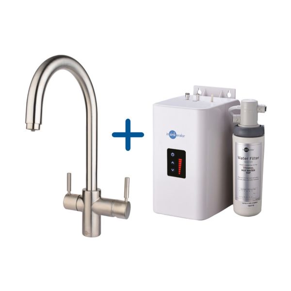 InSinkErator 3N1 J Shape Tap  Neo Tank & Filter Pack - Brushed Steel