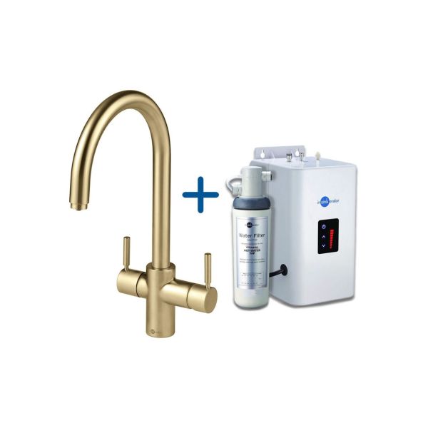 InSinkErator 3N1 J Shape Tap  Neo Tank & Filter Pack - Brushed Gold