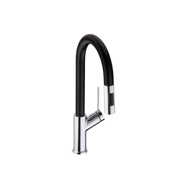 Abode Virtue Nero Mixer Tap w/Pull Out - Chrome