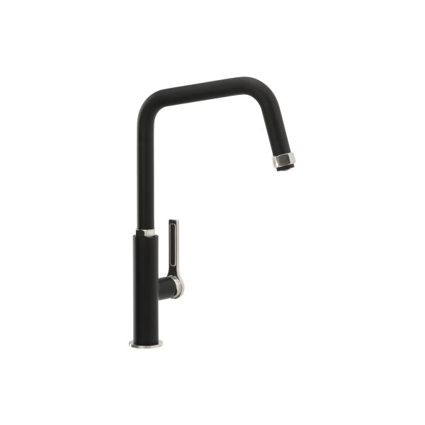 Abode Hex Single Lever Mixer Tap - Brushed Nickel/Black