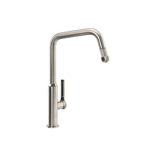 Abode Hex Single Lever Mixer Tap w/Pull Out - Brushed Nickel