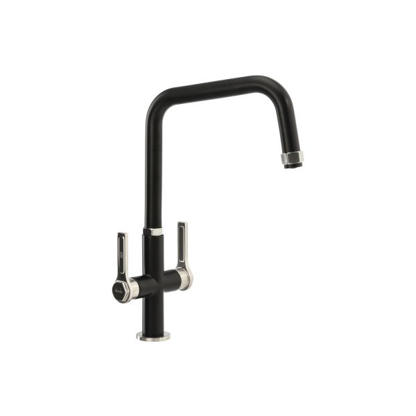 Abode Hex Monobloc Mixer Tap - Brushed Nickel/Black