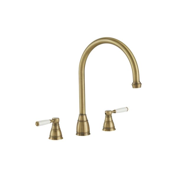 Abode Oxbury 3 Part Mixer Tap - Antique Brass