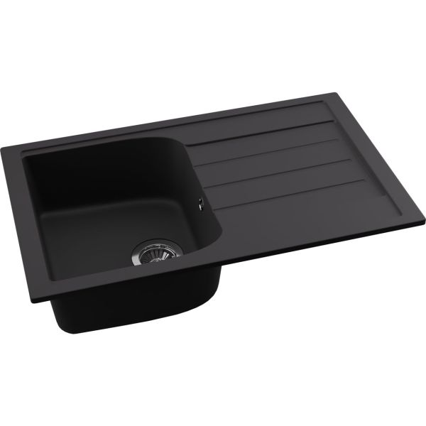 Abode Oriel 1B & Drainer Granite Inset Sink - Black Metallic