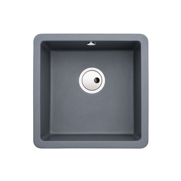 Abode Matrix Sq GR15 1B Granite Inset/Undermount Sink - Grey Metallic