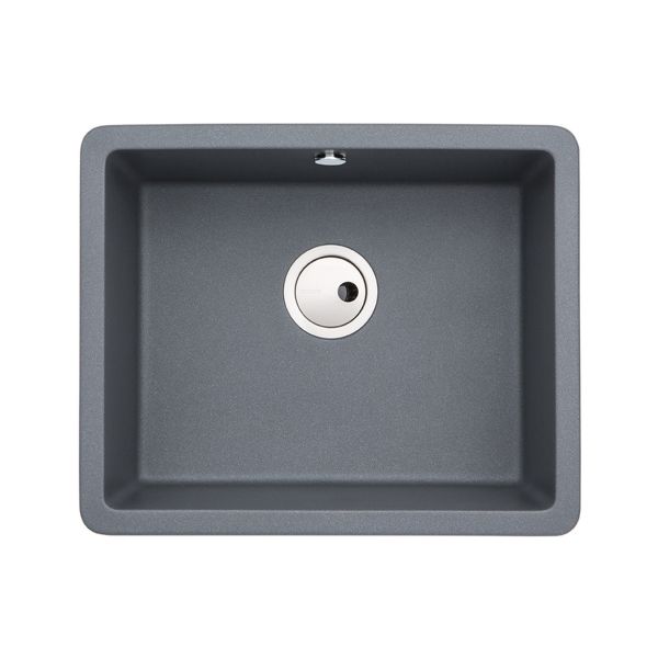 Abode Matrix Sq GR15 Large 1B Granite Inset/Undermount Sink - Grey Metallic