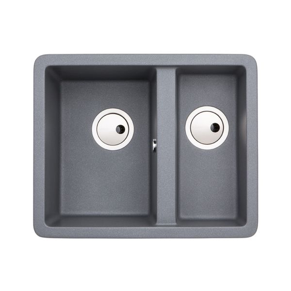Abode Matrix Sq GR15 1.5B Granite Inset/Undermount Sink - Grey Metallic