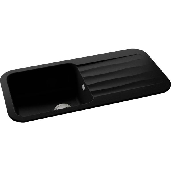 Abode Dune 1B & Drainer Granite Inset Sink - Black Metallic