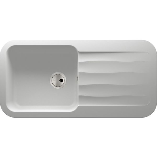 Abode Dune 1B & Drainer Granite Inset Sink - Frost White
