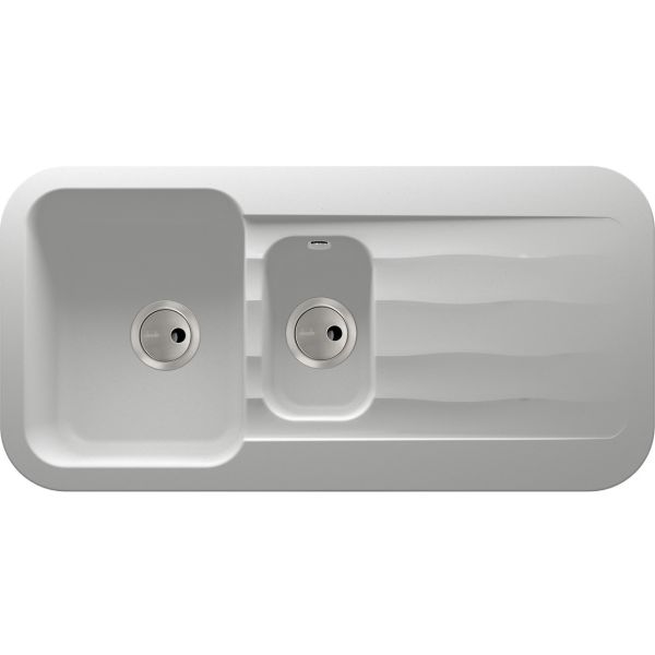 Abode Dune 1.5B & Drainer Granite Inset Sink - Frost White