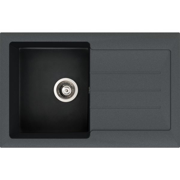Abode Xcite 1B & Drainer Granite Inset Sink - Black Metallic