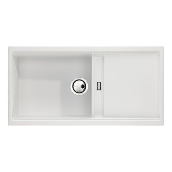 Abode Synchronist Large 1.25B & Drainer Inset/Undermount Sink - White