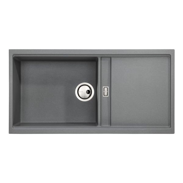 Abode Synchronist Large 1.25B & Drainer Inset/Undermount Sink - Grey Metallic
