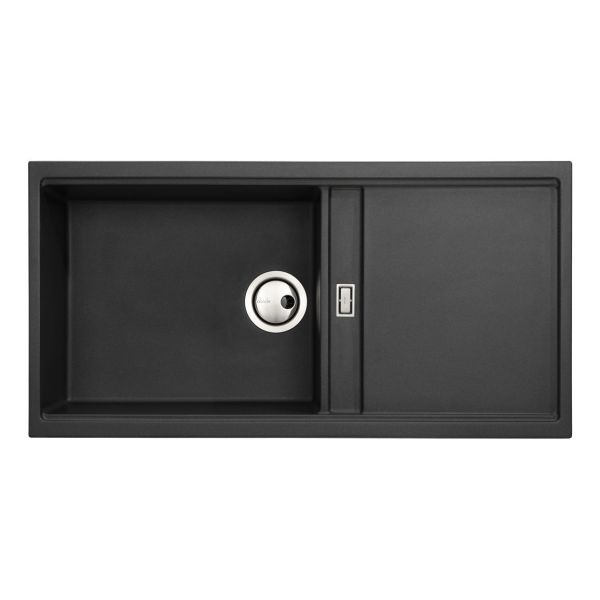 Abode Synchronist Large 1.25B & Drainer Inset/Undermount Sink - Black Metallic