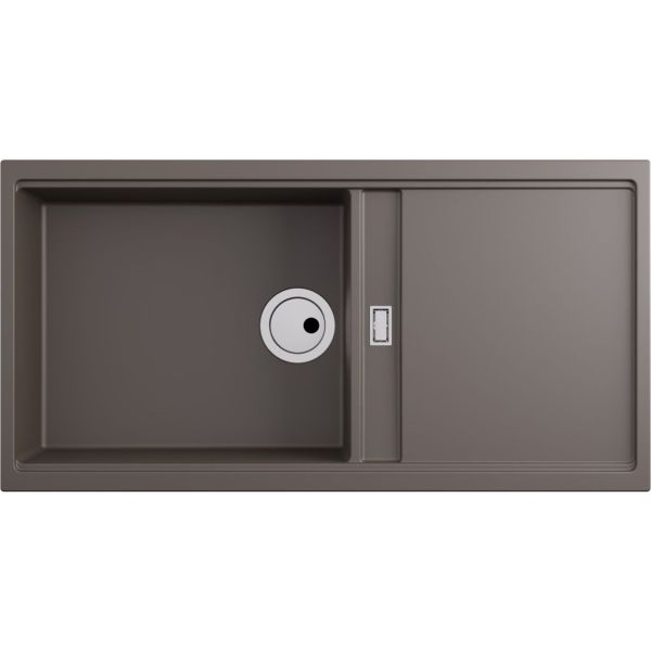 Abode Synchronist Large 1.25B & Drainer Inset/Undermount Sink - Taupe