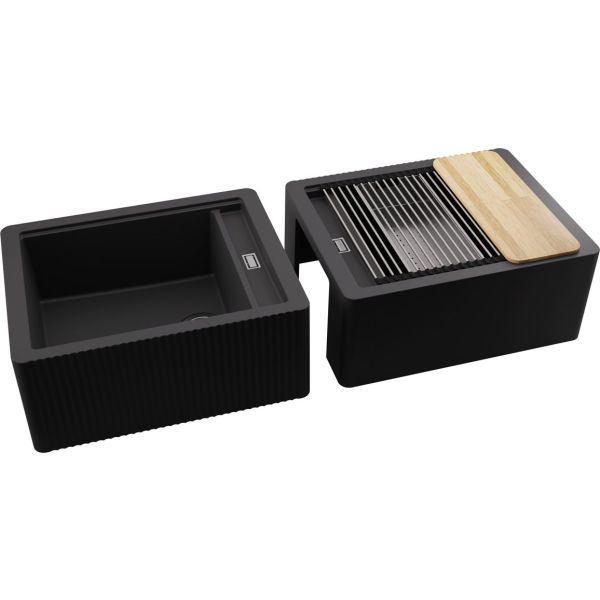 Abode Optima 1.25B Granite Belfast Sink - Black Metallic