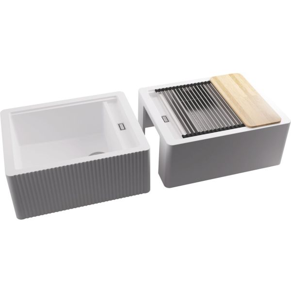 Abode Optima 1.25B Granite Belfast Sink - White Metallic