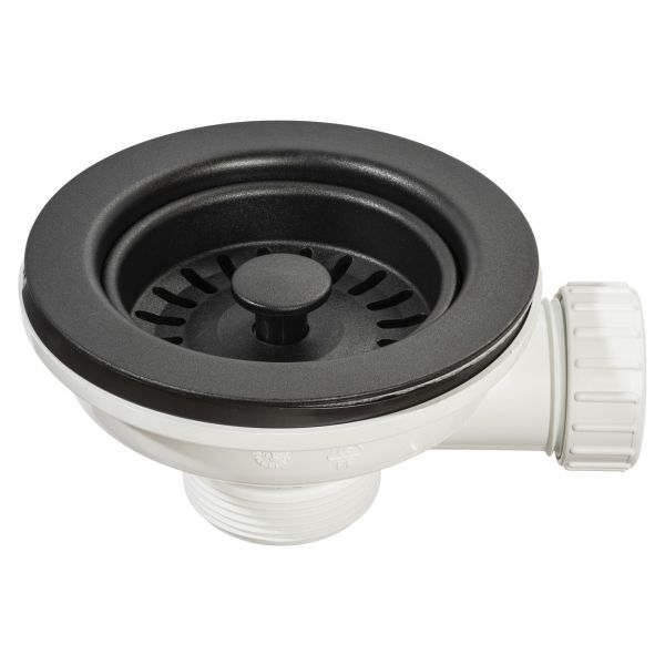 Abode 90mm (1.5") Manual Basket Strainer Waste - Matt Black