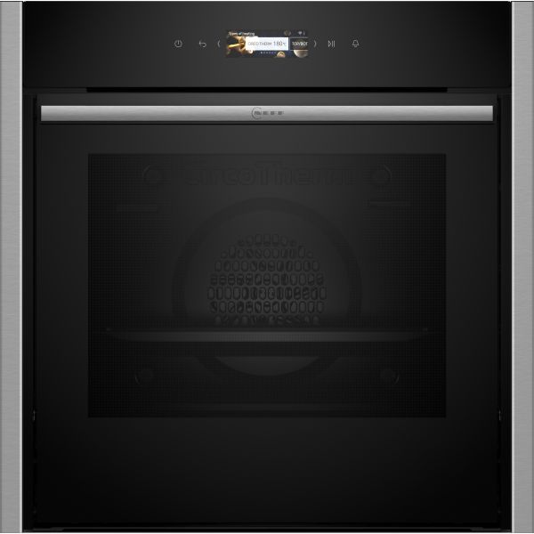 Neff N70 B54CR71N0B Single Slide & Hide Pyrolytic Oven - Black w/Steel Trim
