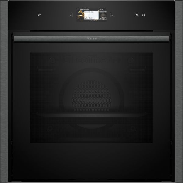 Neff N90 B64FS31G0B Single Slide & Hide Electric Oven w/Steam - Black w/Graphite Trim