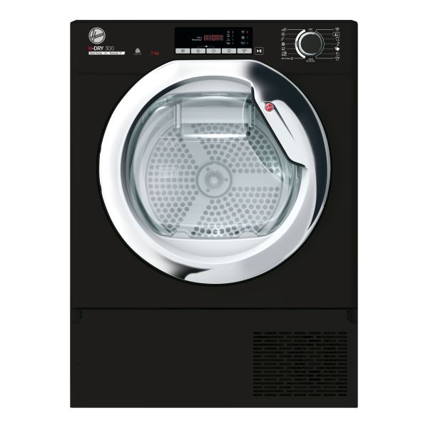 Hoover H500 BATDH7A1TCEB-80 B/I 7kg Heat Pump Condenser Dryer - Black w/Chrome Door