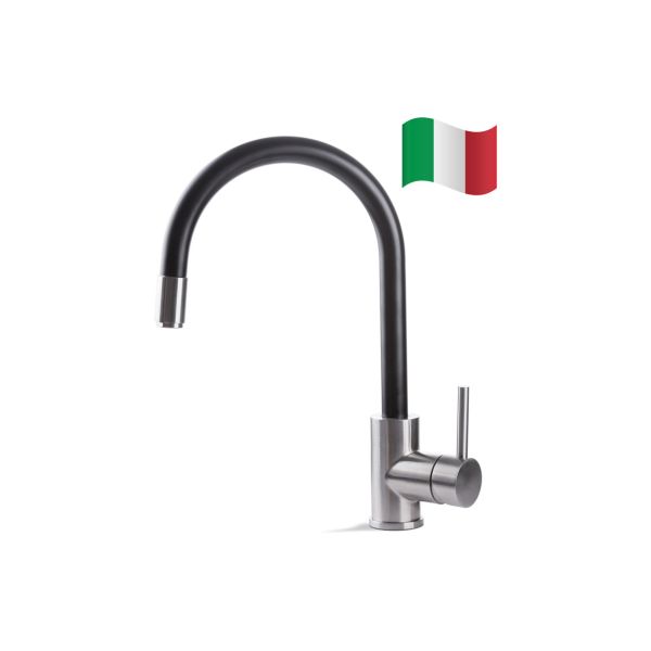 Prima Tiber Single Lever Mixer Tap w/Pull Out - Black & St/Steel
