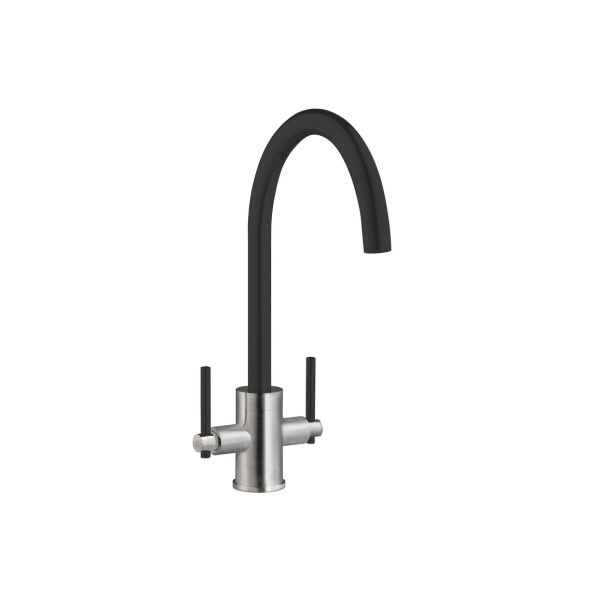 Prima Swan Neck Dual Lever Mixer Tap - Black