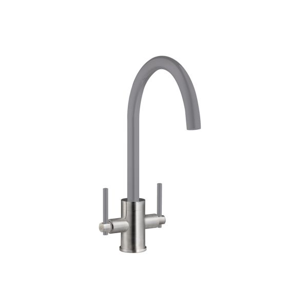 Prima Swan Neck Dual Lever Mixer Tap - Grey