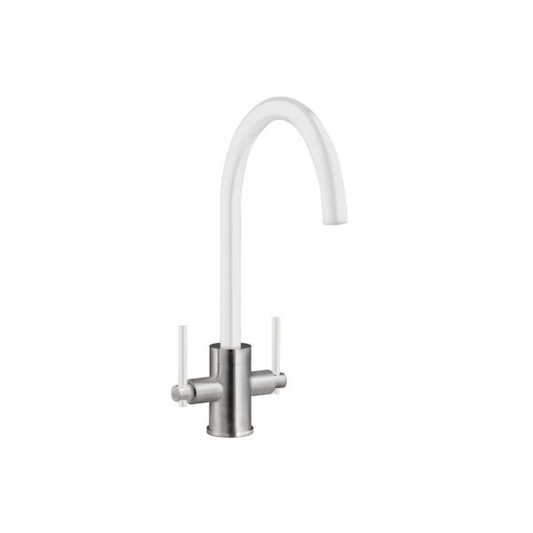 Prima Swan Neck Dual Lever Mixer Tap - White