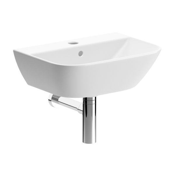 Caithness 450x320mm 1TH Cloakroom Basin & Chrome Bottle Trap