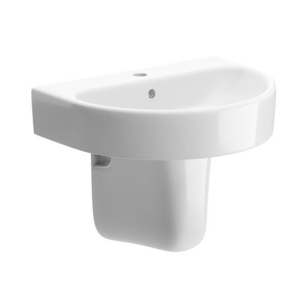 Crina 555x430mm 1TH Basin & Semi Pedestal