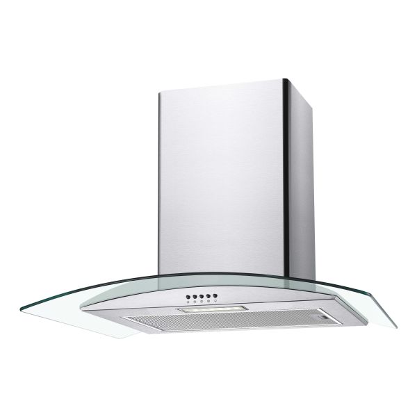 Unbranded CGM70NX 70cm Curved Glass Chimney Hood - St/Steel & Glass