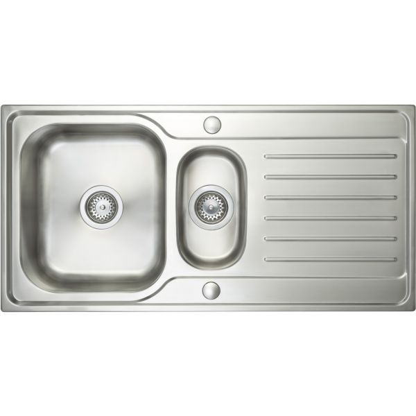 Prima Deep 1.5B & Drainer Inset Sink - Polished Steel