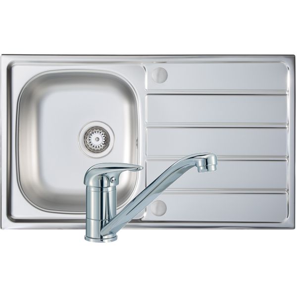 Prima 1B 800x500mm St/Steel Sink & Single Lever Tap Pack