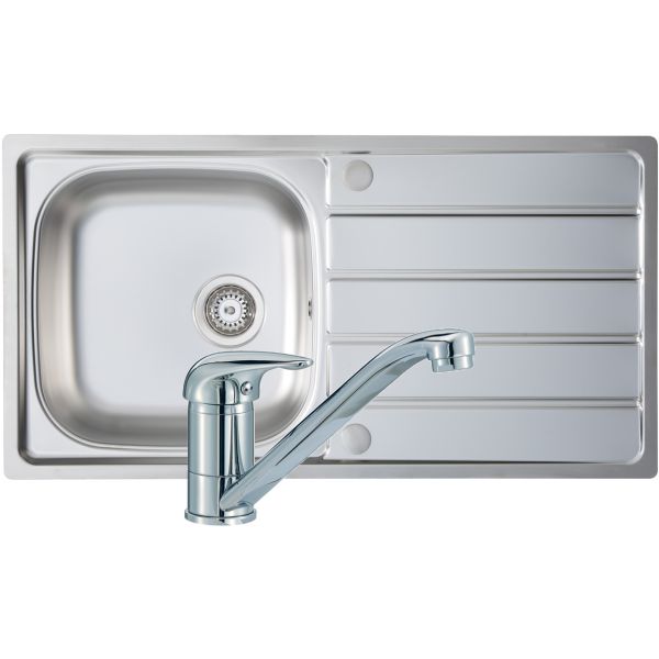 Prima 1B 965x500mm St/Steel Sink & Single Lever Tap Pack