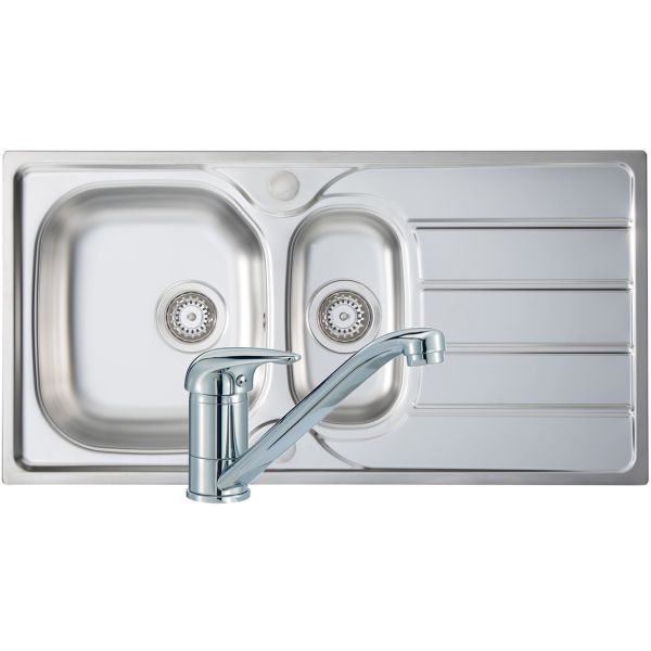 Prima 1.5B 965x500mm St/Steel Sink & Single Lever Tap Pack