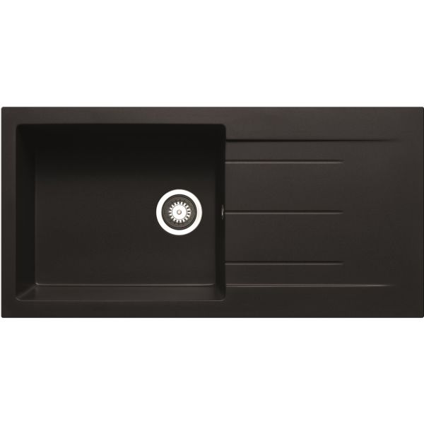 Prima Granite 1B & Drainer Inset Sink - Black