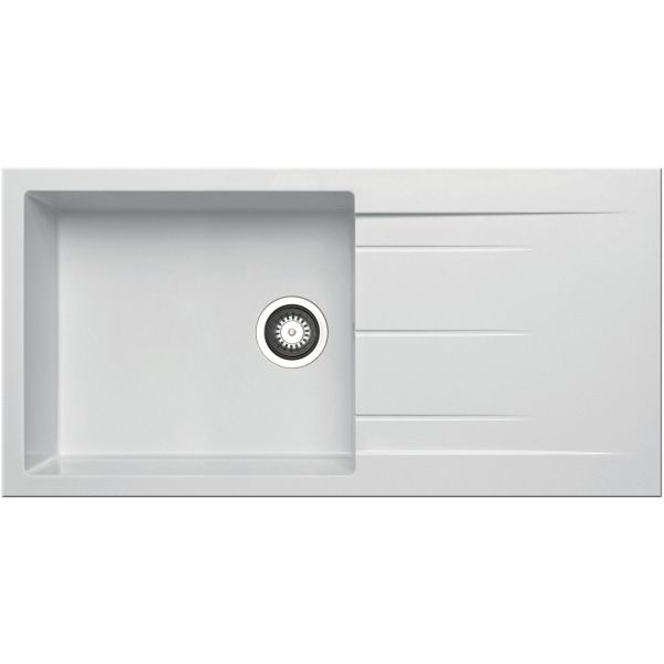 Prima Granite 1B & Drainer Inset Sink - White
