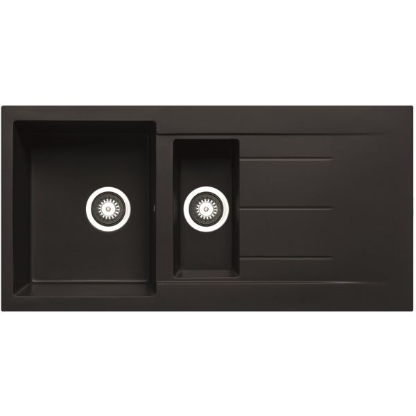 Prima Granite 1.5B & Drainer Inset Sink - Black
