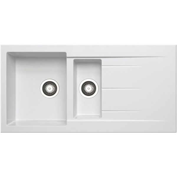Prima Granite 1.5B & Drainer Inset Sink - White
