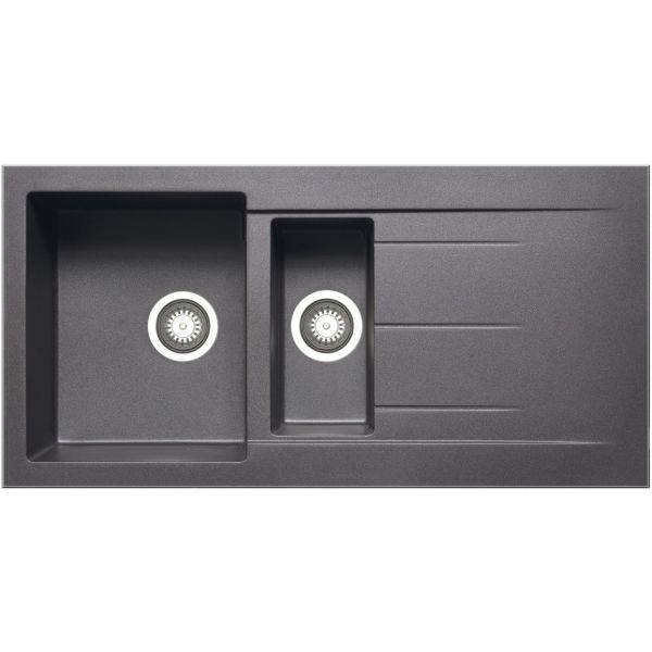 Prima Granite 1.5B & Drainer Inset Sink - Gunmetal
