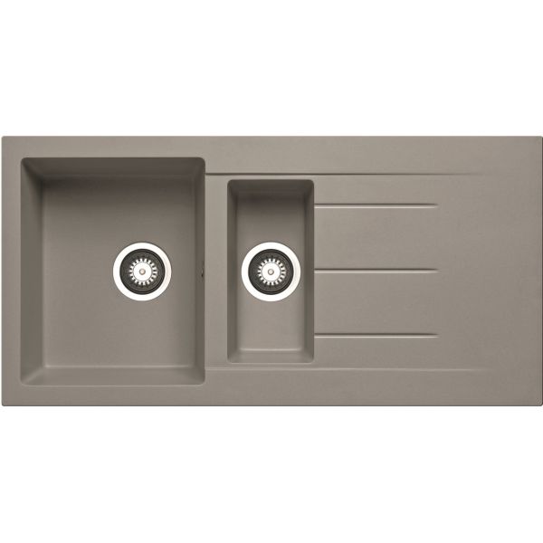 Prima Granite 1.5B & Drainer Inset Sink - Light Grey
