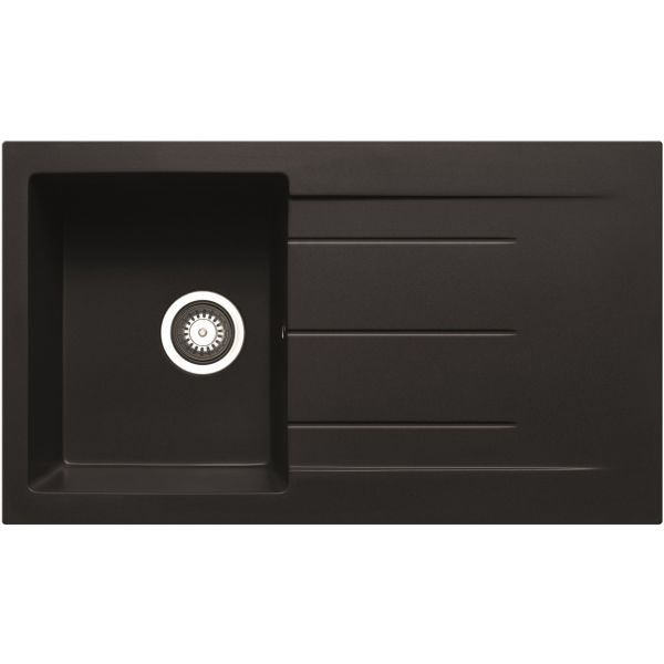 Prima Compact Granite 1B & Drainer Inset Sink - Black