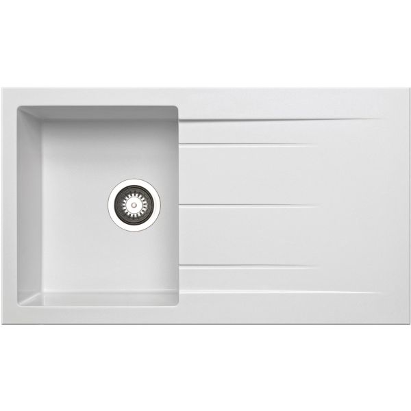 Prima Compact Granite 1B & Drainer Inset Sink - White