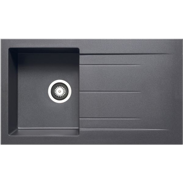 Prima Compact Granite 1B & Drainer Inset Sink - Gunmetal